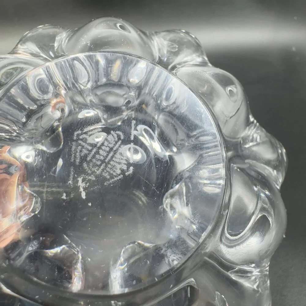 Vannes Clear Crystal France‎ Le Chatel Abstract Freeform Art Glass Bowl Signed